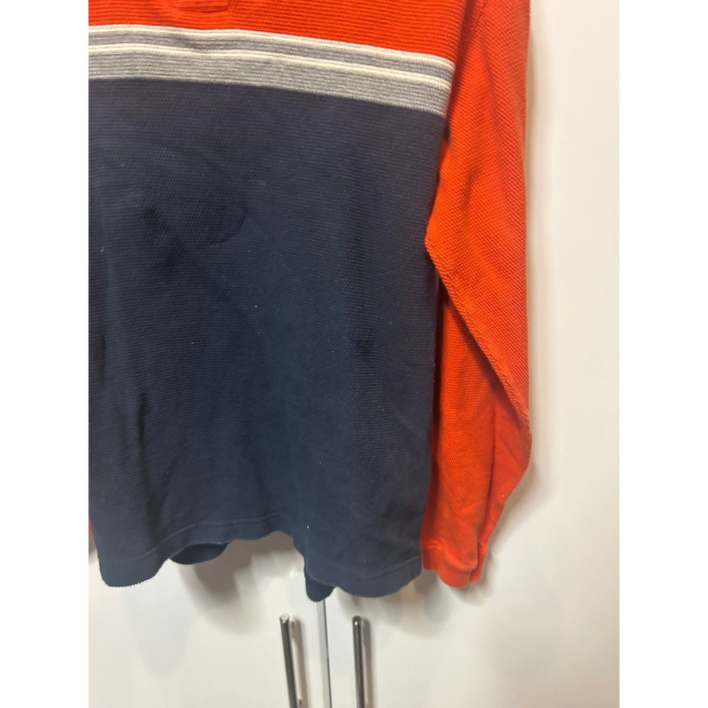 Gap Mens XS Long Sleeve Pique Polo Shirt Orange Navy Blue Colorblock Cotton - Picture 6 of 16